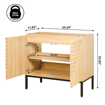 Rowan Geometric Modern Transitional 2-Shelf Bath Vanity Cabinet Only (Sink Basin Not Included)